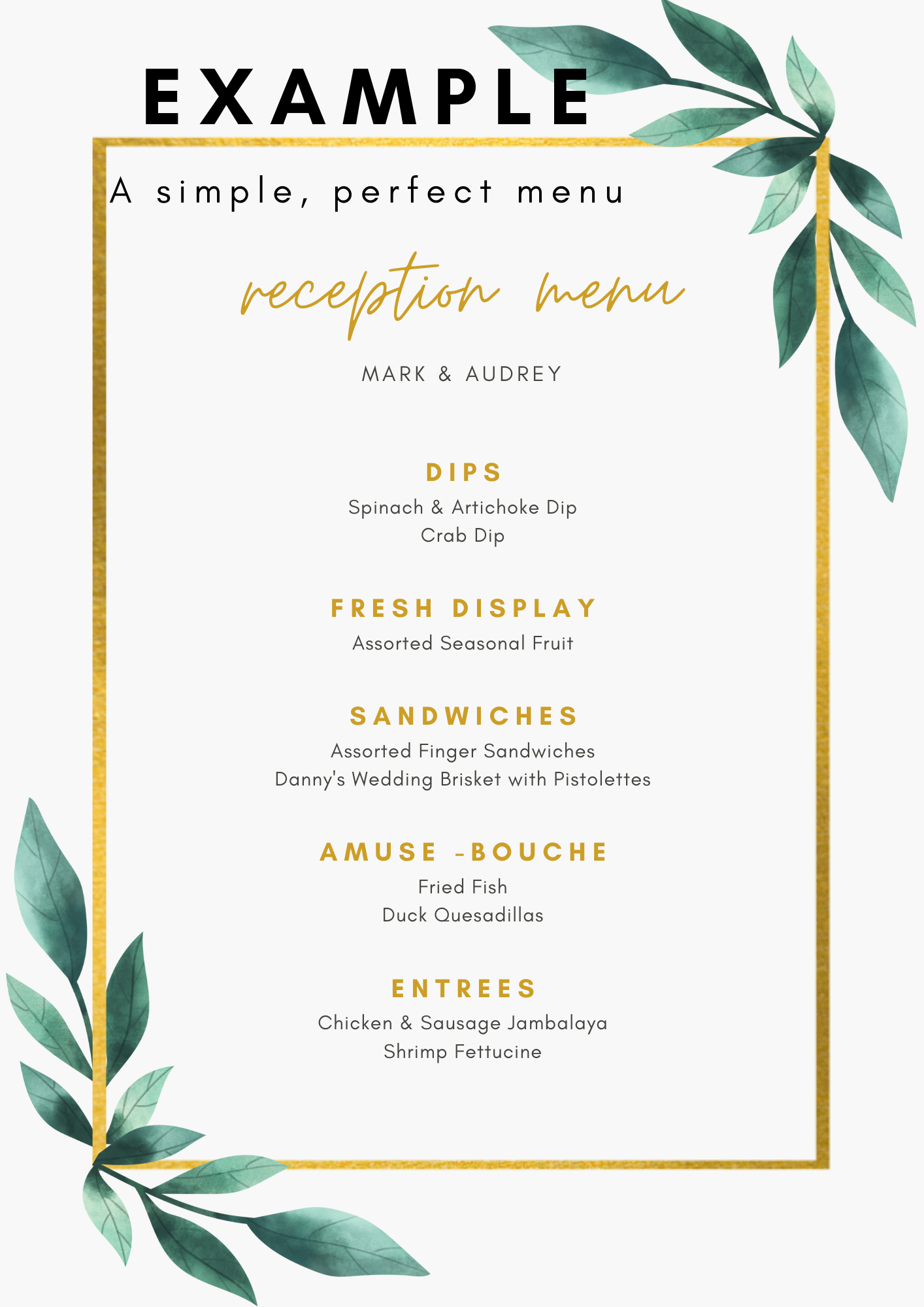 Wedding Menu – Danny's Cajun Catering